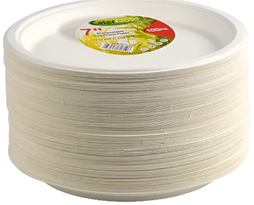 EcoServe 7-inch Compostable Sugarcane Plates – 100-Pack Biodegradable Disposable Plates – Plastic-Free